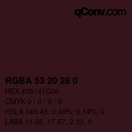 Farbcode: RGBA 53 20 28 0 | qconv.com