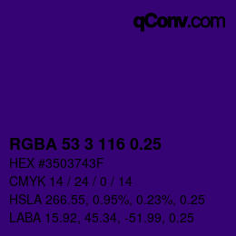 Code couleur: RGBA 53 3 116 0.25 | qconv.com