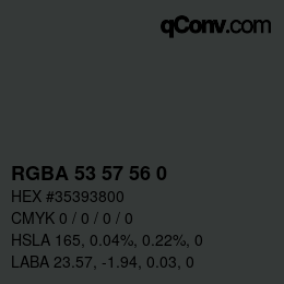Color code: RGBA 53 57 56 0 | qconv.com