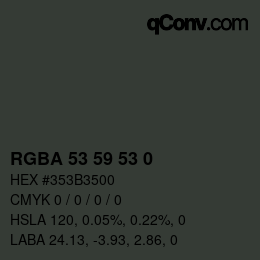 Color code: RGBA 53 59 53 0 | qconv.com