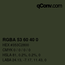Farbcode: RGBA 53 60 40 0 | qconv.com