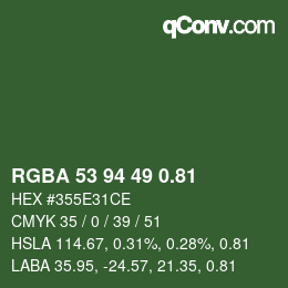Code couleur: RGBA 53 94 49 0.81 | qconv.com