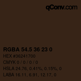 Farbcode: RGBA 54.5 36 23 0 | qconv.com