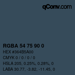 Color code: RGBA 54 75 90 0 | qconv.com