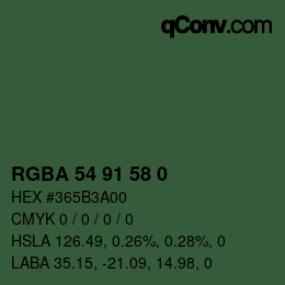 Código de color: RGBA 54 91 58 0 | qconv.com