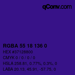 Farbcode: RGBA 55 18 136 0 | qconv.com