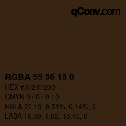 Color code: RGBA 55 36 18 0 | qconv.com