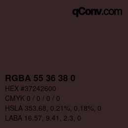 Color code: RGBA 55 36 38 0 | qconv.com