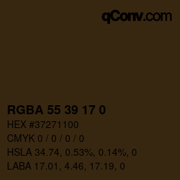 カラーコード: RGBA 55 39 17 0 | qconv.com