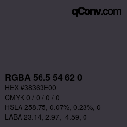 Código de color: RGBA 56.5 54 62 0 | qconv.com