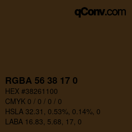 Farbcode: RGBA 56 38 17 0 | qconv.com