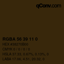 Color code: RGBA 56 39 11 0 | qconv.com