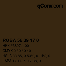 Color code: RGBA 56 39 17 0 | qconv.com