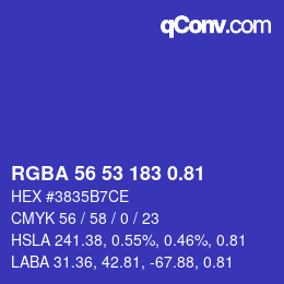Farbcode: RGBA 56 53 183 0.81 | qconv.com