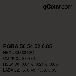 Code couleur: RGBA 56 54 52 0.05 | qconv.com