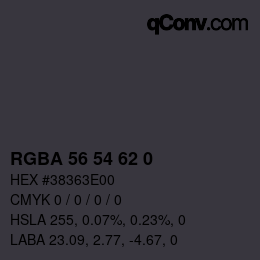 Color code: RGBA 56 54 62 0 | qconv.com