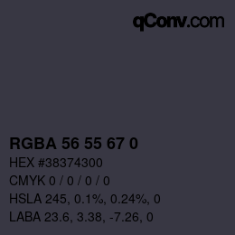 Color code: RGBA 56 55 67 0 | qconv.com