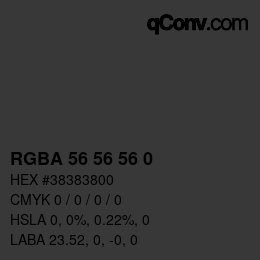 カラーコード: RGBA 56 56 56 0 | qconv.com