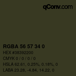 Color code: RGBA 56 57 34 0 | qconv.com