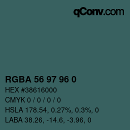 Color code: RGBA 56 97 96 0 | qconv.com