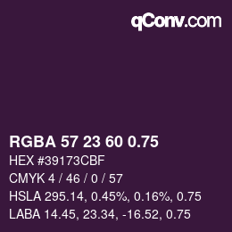 颜色代码: RGBA 57 23 60 0.75 | qconv.com