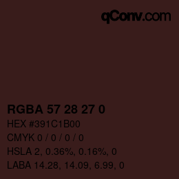 Color code: RGBA 57 28 27 0 | qconv.com