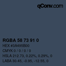 カラーコード: RGBA 58 73 91 0 | qconv.com