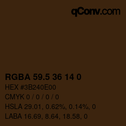 Color code: RGBA 59.5 36 14 0 | qconv.com
