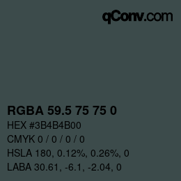 Color code: RGBA 59.5 75 75 0 | qconv.com