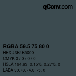 Código de color: RGBA 59.5 75 80 0 | qconv.com