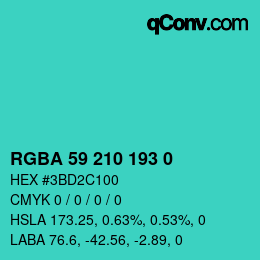 Farbcode: RGBA 59 210 193 0 | qconv.com