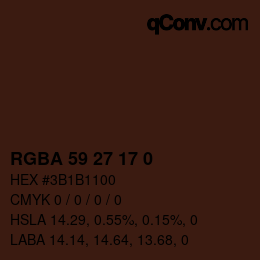 Farbcode: RGBA 59 27 17 0 | qconv.com