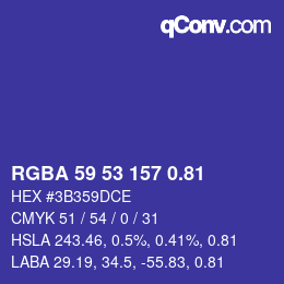 Código de color: RGBA 59 53 157 0.81 | qconv.com