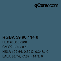 Color code: RGBA 59 96 114 0 | qconv.com