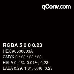 Farbcode: RGBA 5 0 0 0.23 | qconv.com