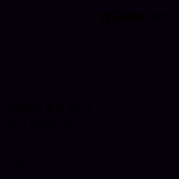 Color code: RGBA 5 0 10 0 | qconv.com