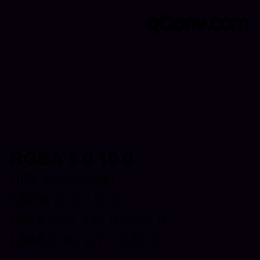 Código de color: RGBA 5 0 10 0 | qconv.com