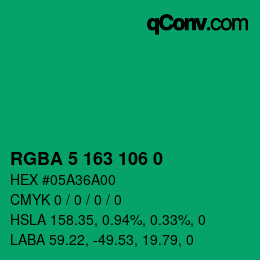 Farbcode: RGBA 5 163 106 0 | qconv.com