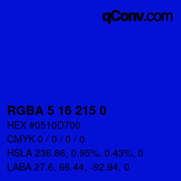Color code: RGBA 5 16 215 0 | qconv.com