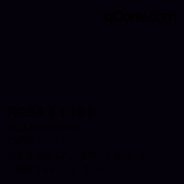 Color code: RGBA 5 1 10 0 | qconv.com