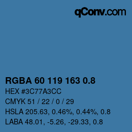 カラーコード: RGBA 60 119 163 0.8 | qconv.com