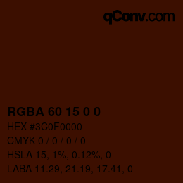 Farbcode: RGBA 60 15 0 0 | qconv.com