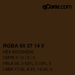 Color code: RGBA 60 37 14 0 | qconv.com