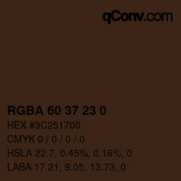 Code couleur: RGBA 60 37 23 0 | qconv.com