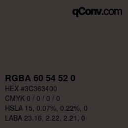Color code: RGBA 60 54 52 0 | qconv.com