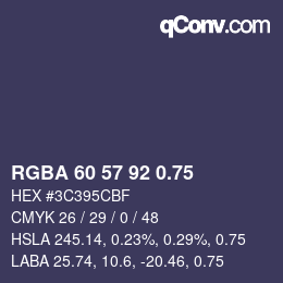 颜色代码: RGBA 60 57 92 0.75 | qconv.com