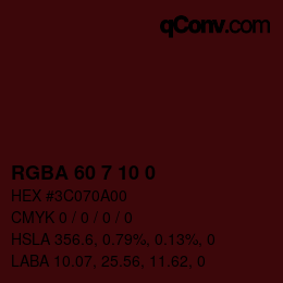 Farbcode: RGBA 60 7 10 0 | qconv.com