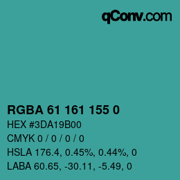 Farbcode: RGBA 61 161 155 0 | qconv.com