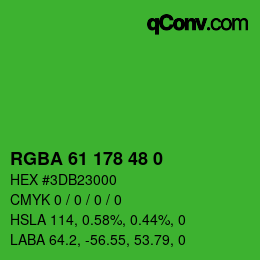 Color code: RGBA 61 178 48 0 | qconv.com