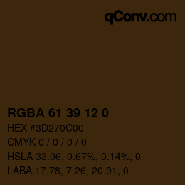 Color code: RGBA 61 39 12 0 | qconv.com